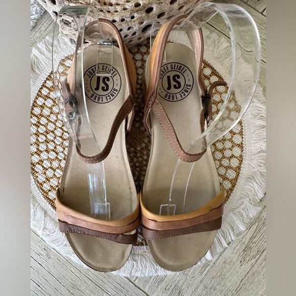 Josef Seibel Leather Ankle Wedge Multi Strap Brown Size 37 6.5 - Picture 6 of 8